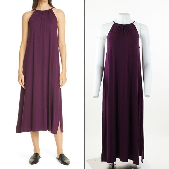 Eileen Fisher Halter Neck Dress in Blackberry - Picture 1 of 5